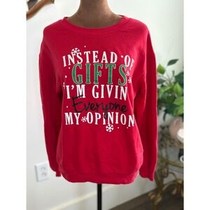 Christmas Sweatshirt Instead Of Gifts Opinion Holiday Crewneck Red S